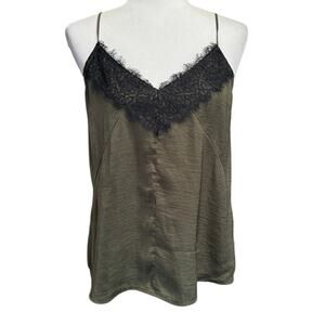 Express Olive Green Lace Trim Cami Tank Top (M) Goblin Core Whimsygoth